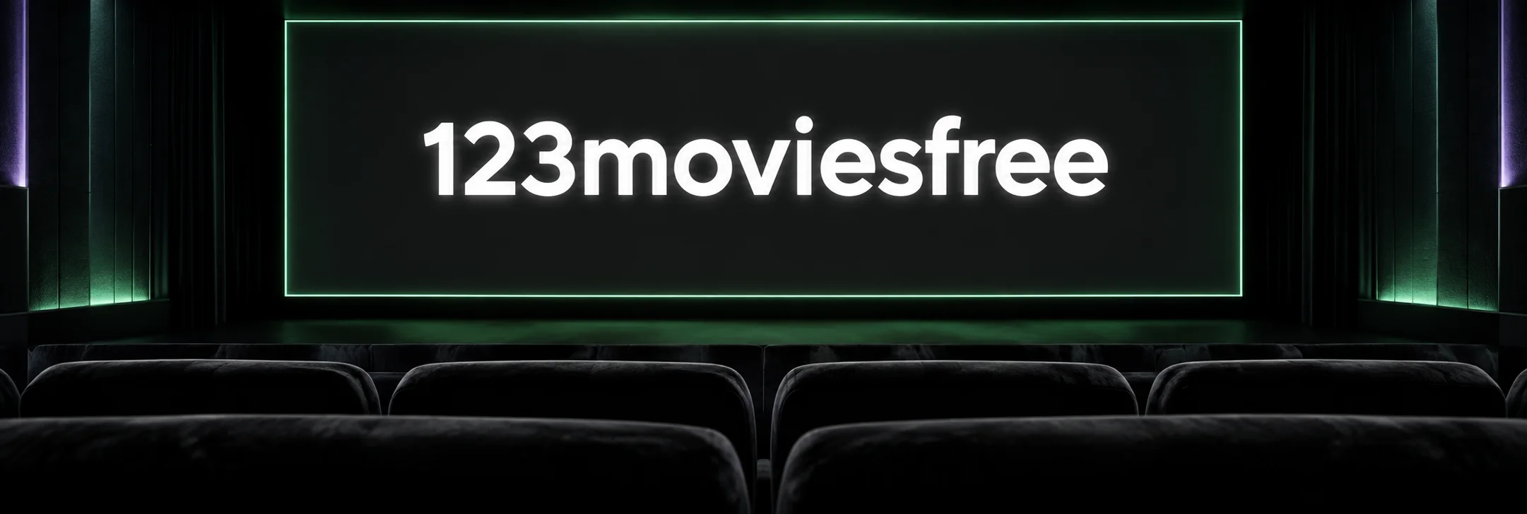 123moviesfree on a cinema screen with a green illuminated border